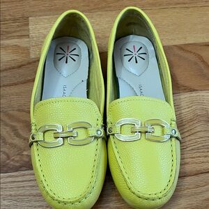 Isaac Mizrahi Lemon Yellow Flats with Metallic Details